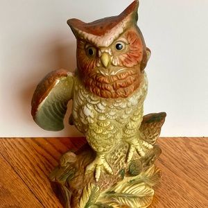 Vintage Hand painted owl statue